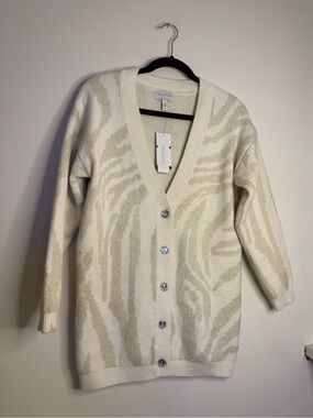 sofia by sofia vergara Cream Zebra-Print Button Front Cardigan